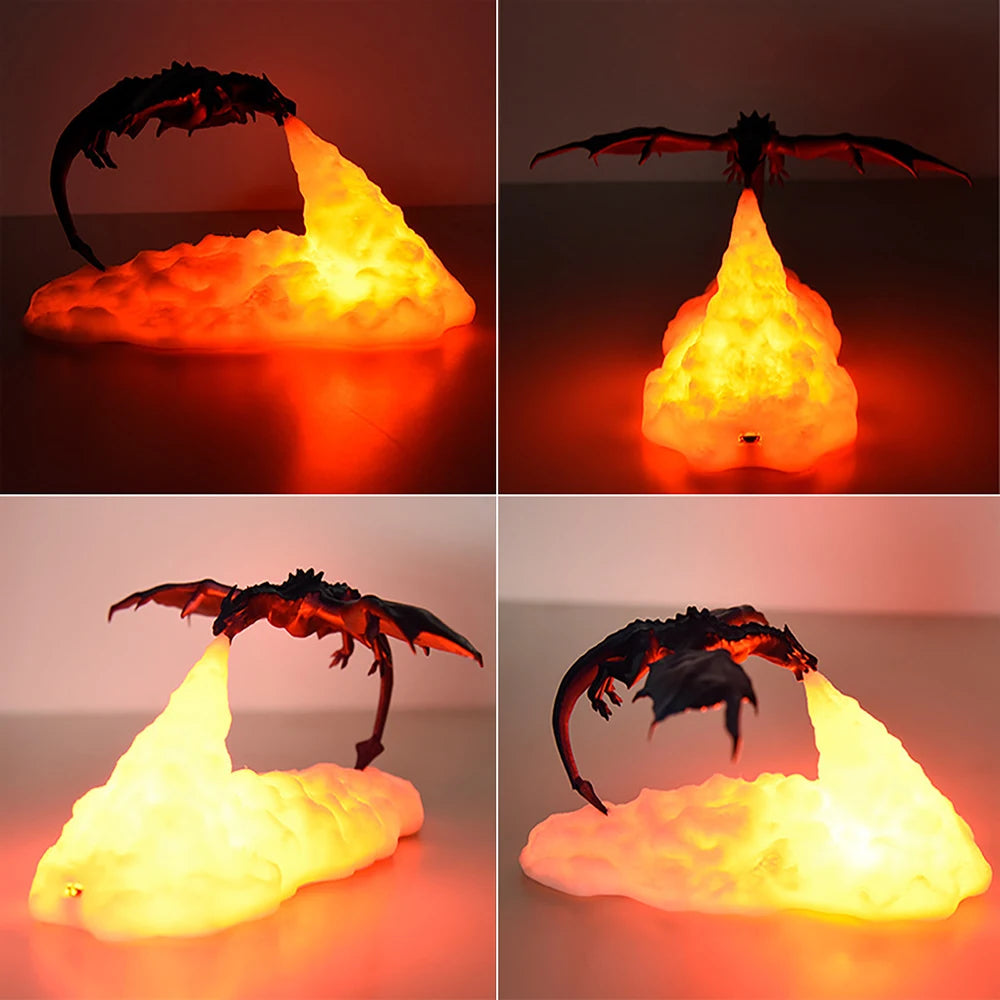 Fire Dragon Lamps, 3D Printed Light By Elara