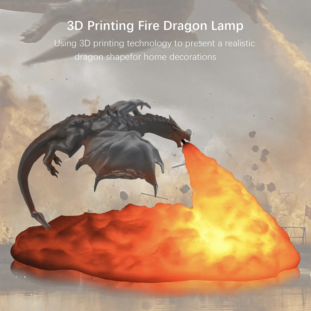 Fire Dragon Lamps, 3D Printed Light By Elara